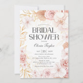 Invitation Aquarelle Fête des mariées florale rose pâle (Devant)