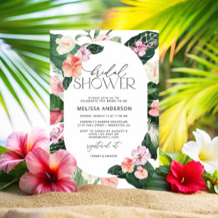 Invitation Aquarelle Fête des mariées florale tropicale