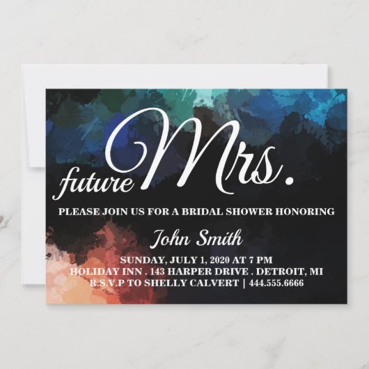 Invitation Aquarelle Fête des mariées future Mme (Devant)