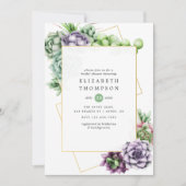 Invitation Aquarelle Fête des mariées géométrique Succulente (Devant)