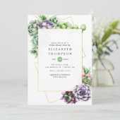 Invitation Aquarelle Fête des mariées géométrique Succulente (Debout devant)