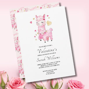Invitation Aquarelle Fête des mariées Llama rose