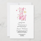 Invitation Aquarelle Fête des mariées Llama rose (Devant)