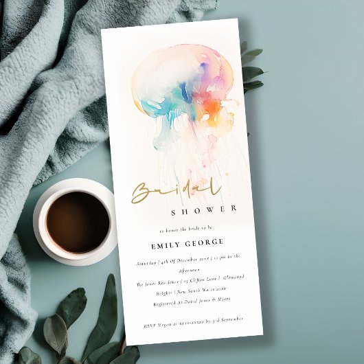 Invitation Aquarelle Fête des mariées méduse sous-marine