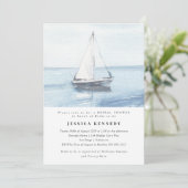 Invitation Aquarelle Fête des mariées nautique (Debout devant)