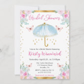 Invitation Aquarelle Fête des mariées parapluie de ressort bl (Devant)