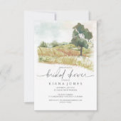 Invitation Aquarelle Fête des mariées paysage vert ID786 (Devant)