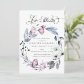 Invitation Aquarelle Fête des mariées rose et bleu (Debout devant)