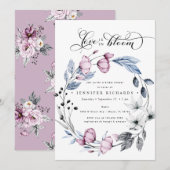 Invitation Aquarelle Fête des mariées rose et bleu (Devant / Derrière)