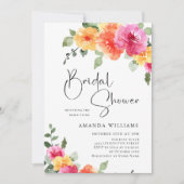 Invitation Aquarelle Fête des mariées rose vif (Devant)