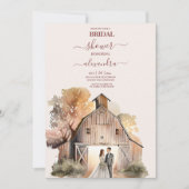 Invitation Aquarelle Fête des mariées rustique (Devant)