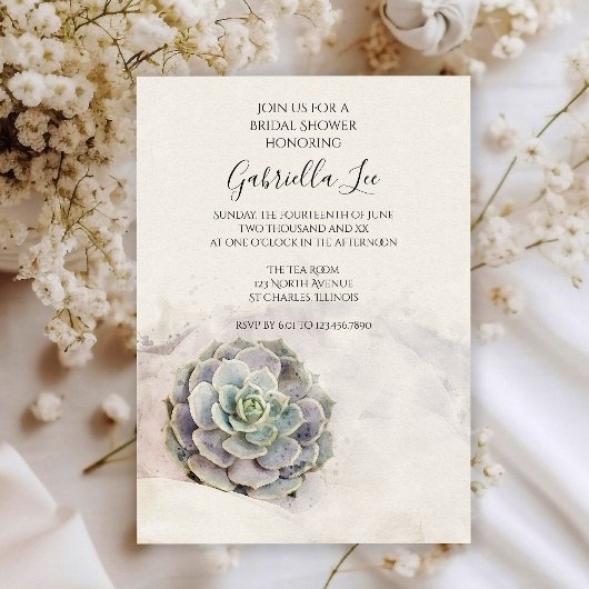 Invitation Aquarelle Fête des mariées Succulente