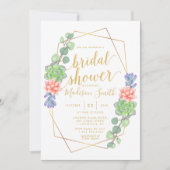 Invitation Aquarelle Fête des mariées Terrarium Succulent (Devant)