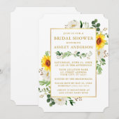 Invitation Aquarelle Fête des mariées tournesol blanc Floral (Devant / Derrière)