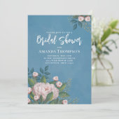 Invitation Aquarelle Fête des mariées végétale rose (Debout devant)