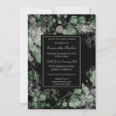 Invitation Aquarelle Fête des mariées végétale verte et rose (Devant)