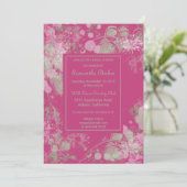 Invitation Aquarelle Fête des mariées végétale verte et rose (Debout devant)