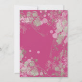 Invitation Aquarelle Fête des mariées végétale verte et rose (Dos)