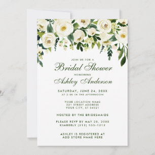 Invitation Aquarelle Fête des mariées verte Florale