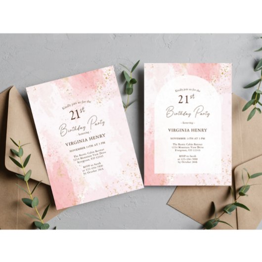 Invitation Aquarelle fête du 21e anniversaire