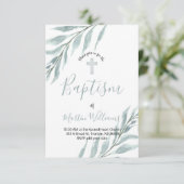 Invitation aquarelle feuillage baptême (Debout devant)