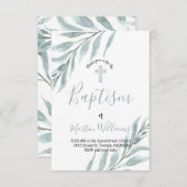 Invitation aquarelle feuillage baptême (Devant / Derrière)