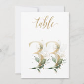 Invitation Aquarelle Feuillage vert et or, numéro de tableau  (Dos)