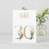 Invitation Aquarelle Feuillage vert et or, numéro de tableau  (Debout devant)