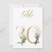 Invitation Aquarelle Feuillage vert et or, numéro de tableau  (Dos)