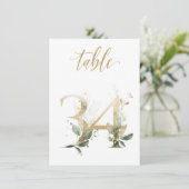 Invitation Aquarelle Feuillage vert et or, numéro de tableau  (Debout devant)