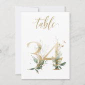 Invitation Aquarelle Feuillage vert et or, numéro de tableau  (Devant)