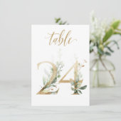 Invitation Aquarelle Feuillage vert et or, numéro de tableau  (Debout devant)