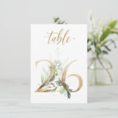 Invitation Aquarelle Feuillage vert et or, numéro de tableau  (Debout devant)