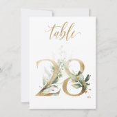 Invitation Aquarelle Feuillage vert et or, numéro de tableau (Devant)