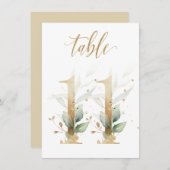 Invitation Aquarelle Feuillage vert et or, tableau 11 (Devant / Derrière)