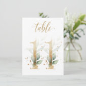 Invitation Aquarelle Feuillage vert et or, tableau 11 (Debout devant)