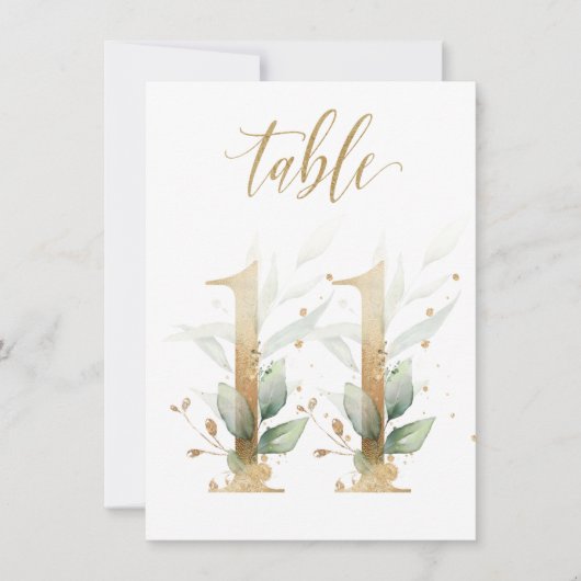 Invitation Aquarelle Feuillage vert et or, tableau 11 (Devant)