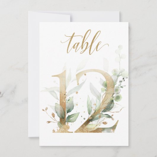 Invitation Aquarelle Feuillage vert et or, tableau 12 (Devant)