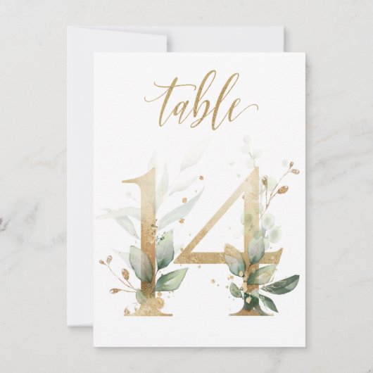 Invitation Aquarelle Feuillage vert et or, tableau 14 (Dos)