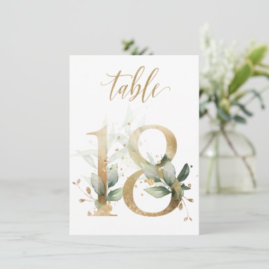 Invitation Aquarelle Feuillage vert et or, tableau 18 (Debout devant)