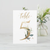 Invitation Aquarelle Feuillage vert et or, tableau 5 (Debout devant)