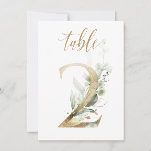 Invitation Aquarelle Feuillage vert et or, tableau numéro 2 (Devant)