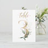 Invitation Aquarelle Feuillage vert et or, tableau numéro 3 (Debout devant)