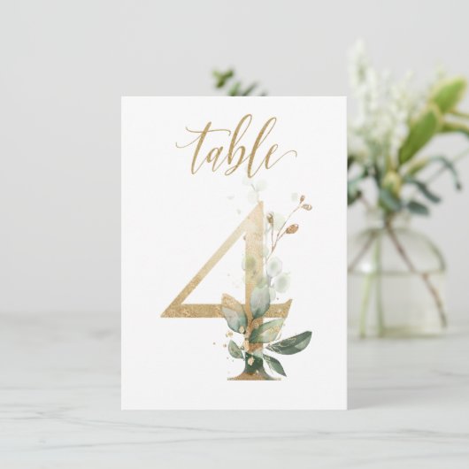 Invitation Aquarelle Feuillage vert et or, tableau numéro 4 (Debout devant)