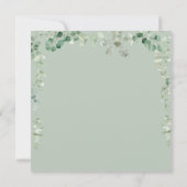 Invitation aquarelle feuillage vert kraft baptême (Dos)