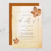 Invitation Aquarelle Feuille d'érable d'automne Photo Code QR (Devant / Derrière)
