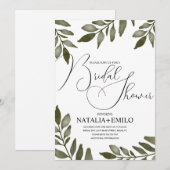 Invitation Aquarelle Feuille Fête des mariées de verdure (Devant / Derrière)