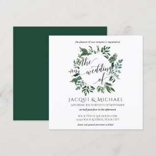 Invitation Aquarelle Feuille Mariage de la forêt CARRÉ