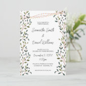 Invitation Aquarelle Feuille Mariage de verdure (Debout devant)