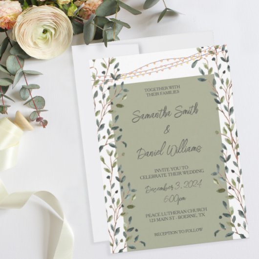 Invitation Aquarelle Feuille Mariage de verdure